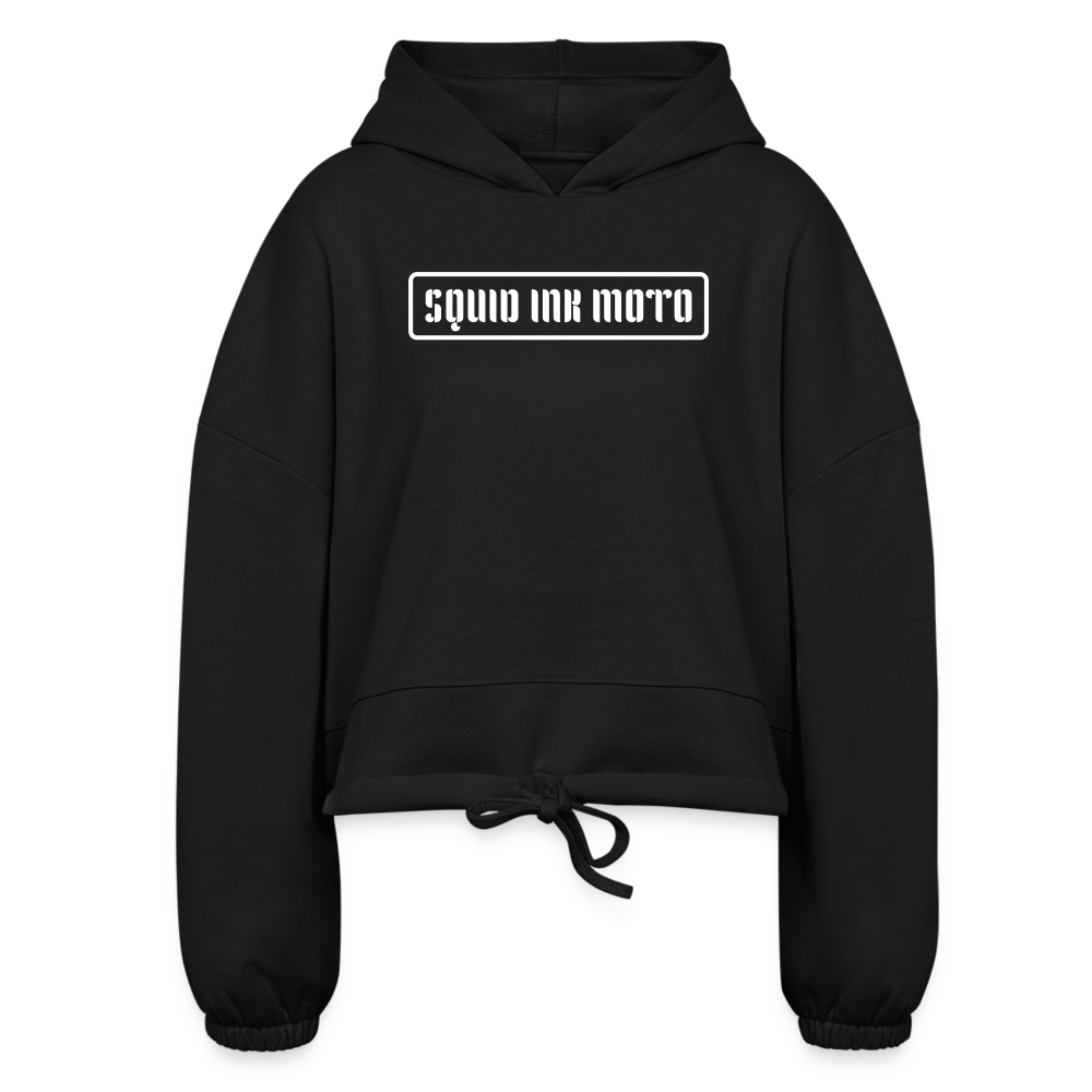 9 lives death kitty cropped hoodie - black